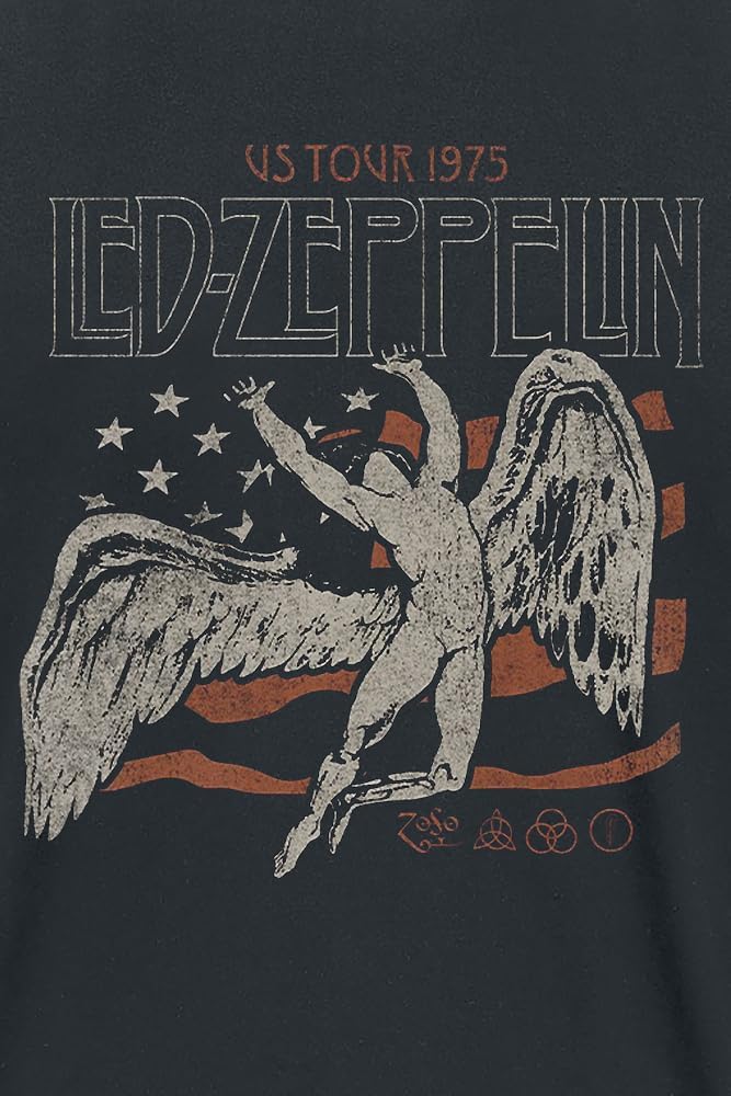 Amazon | [Rocks Off] Led Zeppelin T Shirt Us 1975 Tour Flag Band